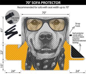 Golden Retriever With Glasses Print Sofa Protector