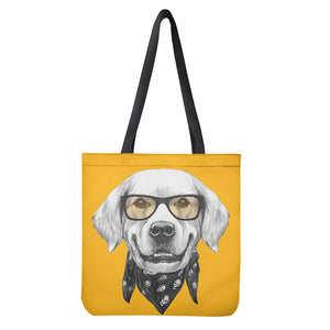 Golden Retriever With Glasses Print Tote Bag