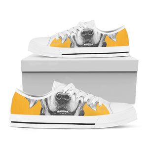 Golden Retriever With Glasses Print White Low Top Shoes