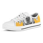 Golden Retriever With Glasses Print White Low Top Shoes