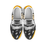 Golden Retriever With Glasses Print White Slip On Shoes