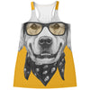 Golden Retriever With Glasses Print Women's Racerback Tank Top