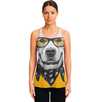 Golden Retriever With Glasses Print Women's Racerback Tank Top