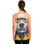 Golden Retriever With Glasses Print Women's Racerback Tank Top