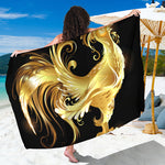 Golden Rooster Print Beach Sarong Wrap