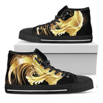 Golden Rooster Print Black High Top Shoes