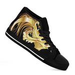 Golden Rooster Print Black High Top Shoes