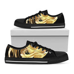 Golden Rooster Print Black Low Top Shoes 