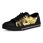 Golden Rooster Print Black Low Top Shoes 