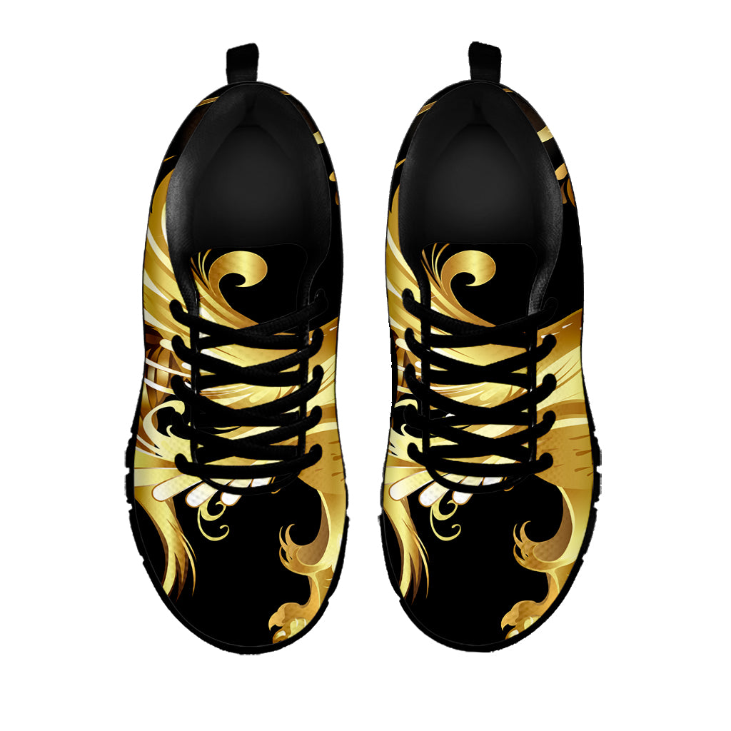 Golden Rooster Print Black Sneakers