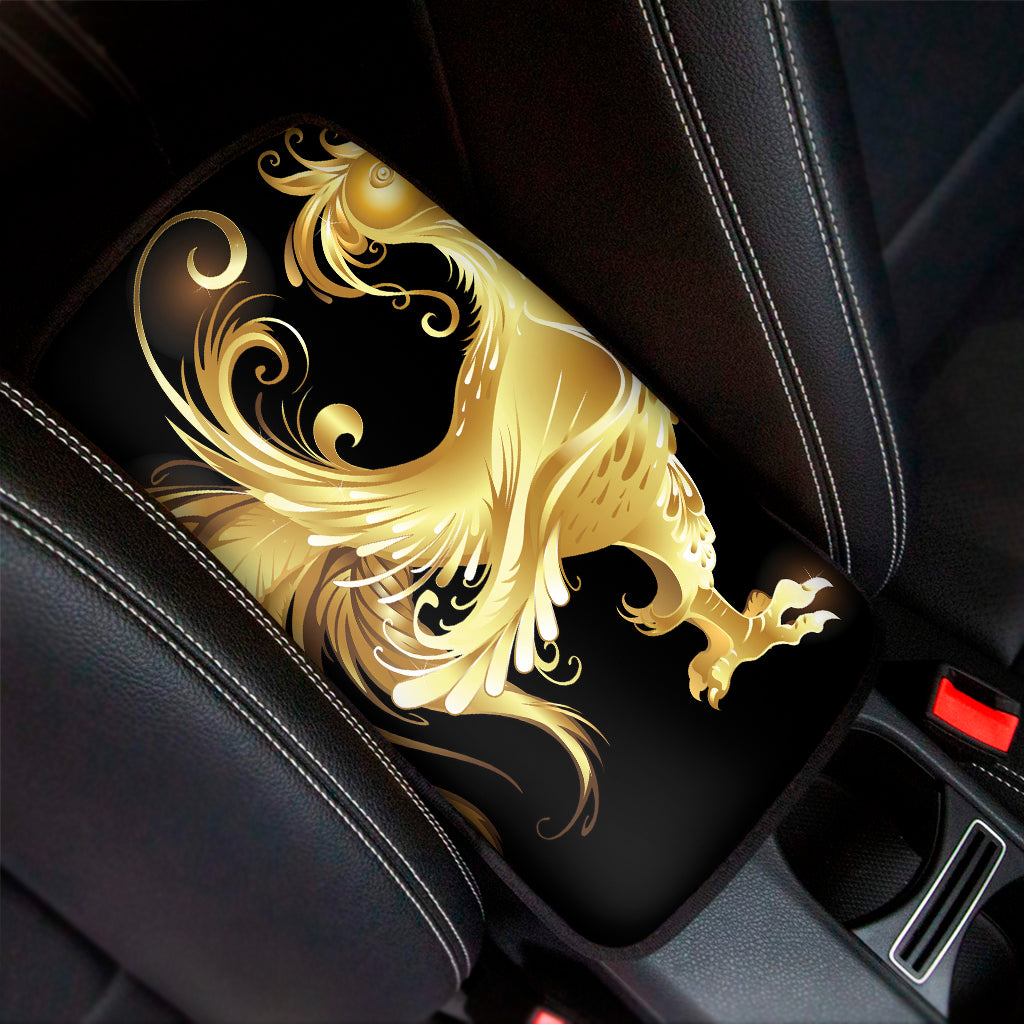 Golden Rooster Print Car Center Console Cover