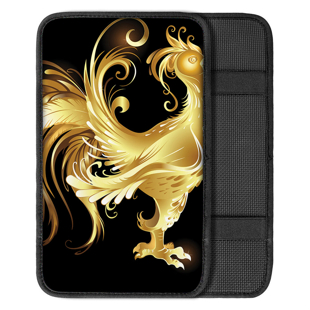 Golden Rooster Print Car Center Console Cover