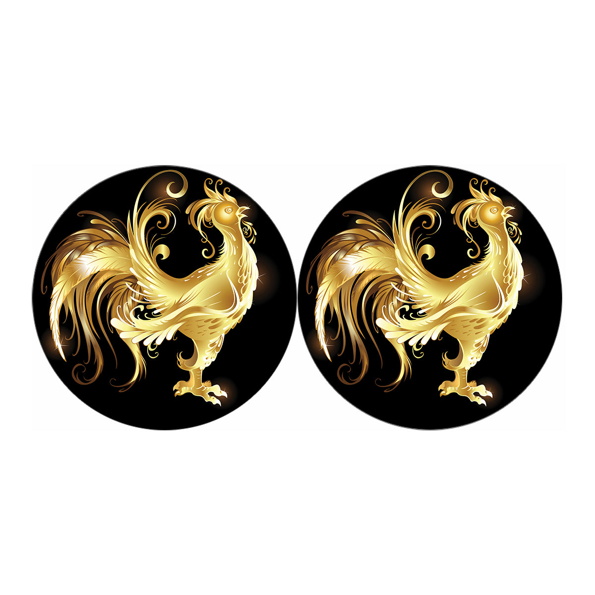 Golden Rooster Print Car Coasters