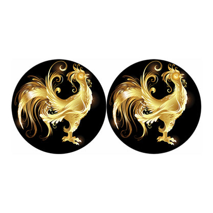 Golden Rooster Print Car Coasters