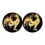 Golden Rooster Print Car Coasters