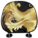 Golden Rooster Print Car Headrest Covers