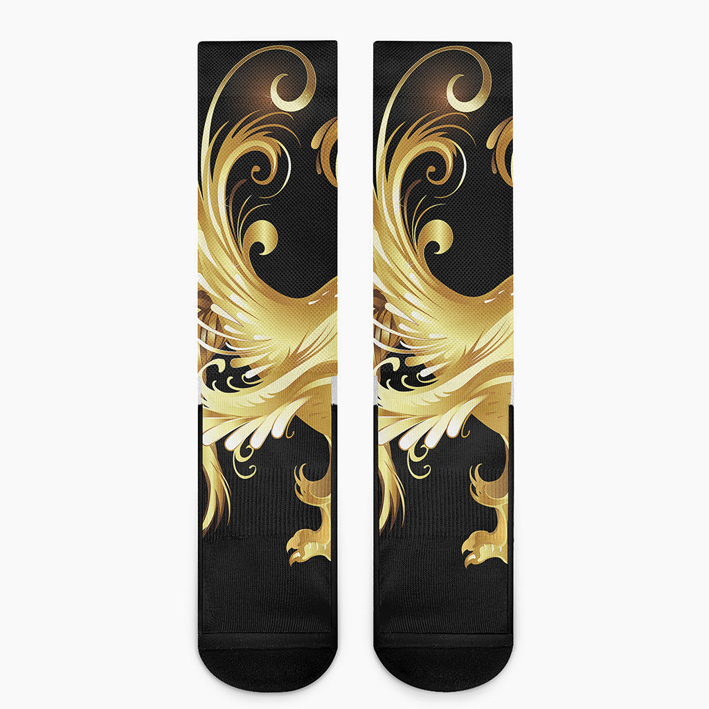 Golden Rooster Print Crew Socks