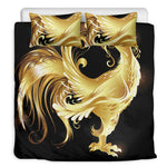 Golden Rooster Print Duvet Cover Bedding Set