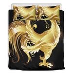 Golden Rooster Print Duvet Cover Bedding Set