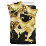 Golden Rooster Print Duvet Cover Bedding Set