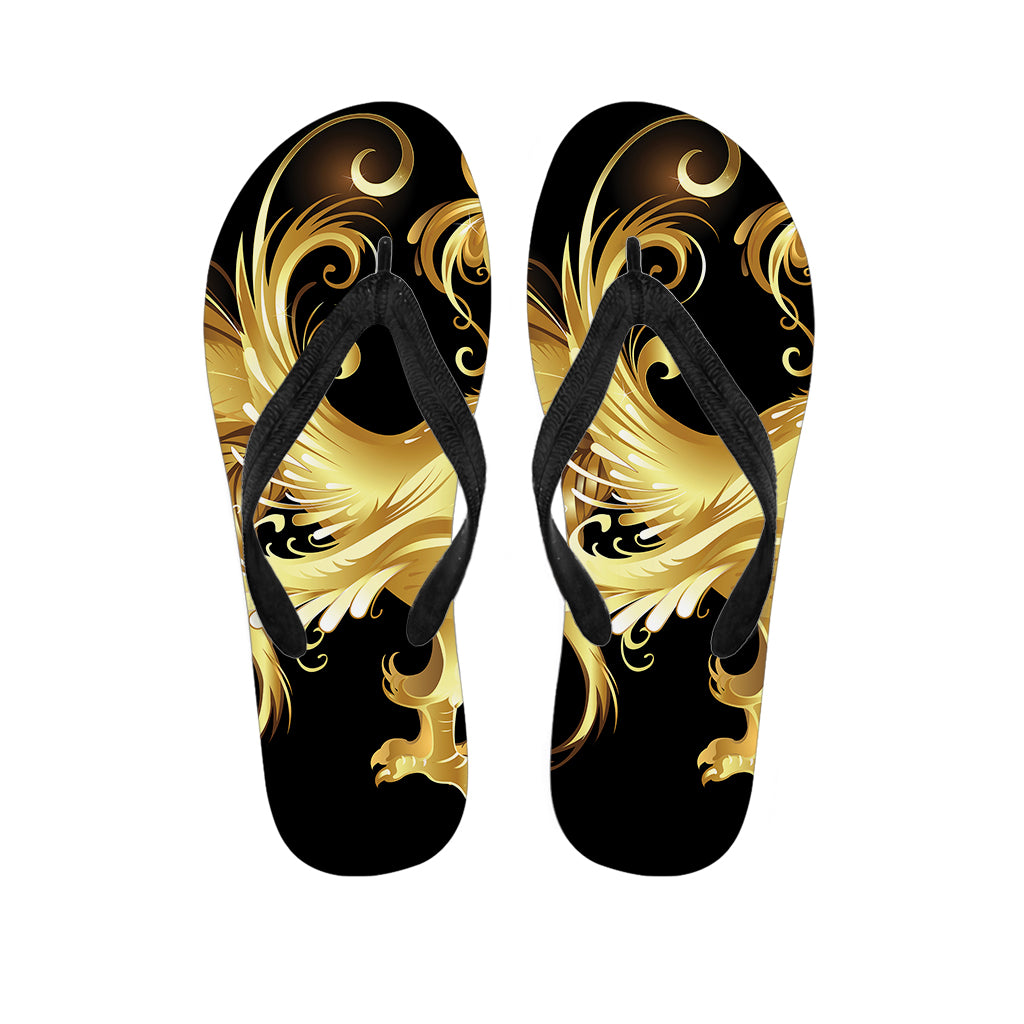 Golden Rooster Print Flip Flops