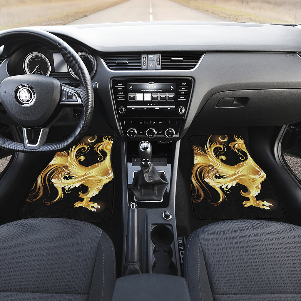 Golden Rooster Print Front and Back Car Floor Mats