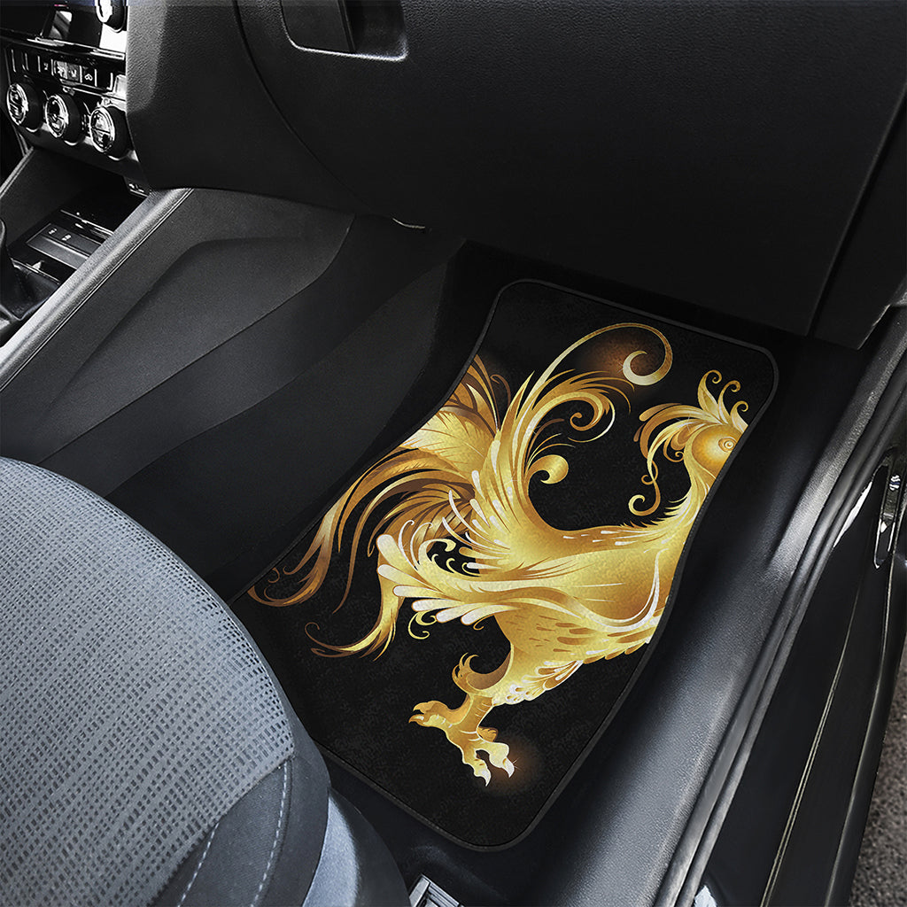 Golden Rooster Print Front and Back Car Floor Mats