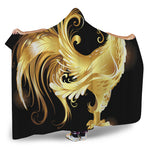 Golden Rooster Print Hooded Blanket