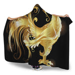 Golden Rooster Print Hooded Blanket
