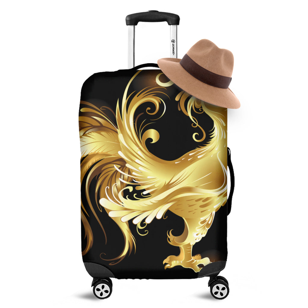 Golden Rooster Print Luggage Cover