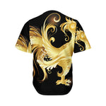 Golden Rooster Print Men's Baseball Jersey