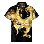Golden Rooster Print Men's Short Sleeve Shirt