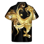Golden Rooster Print Men's Short Sleeve Shirt