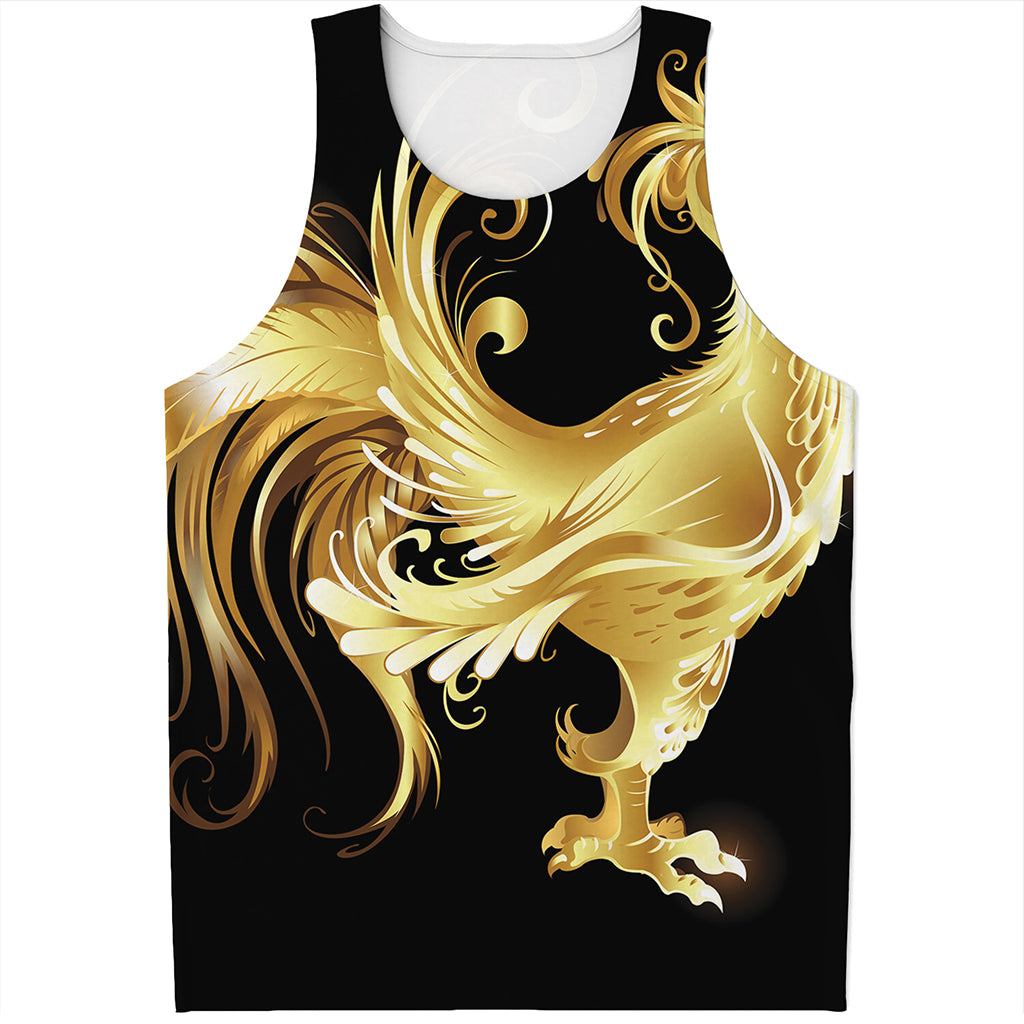 Golden Rooster Print Men's Tank Top