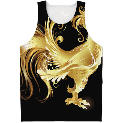 Golden Rooster Print Men's Tank Top