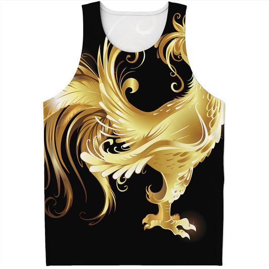 Golden Rooster Print Men's Tank Top