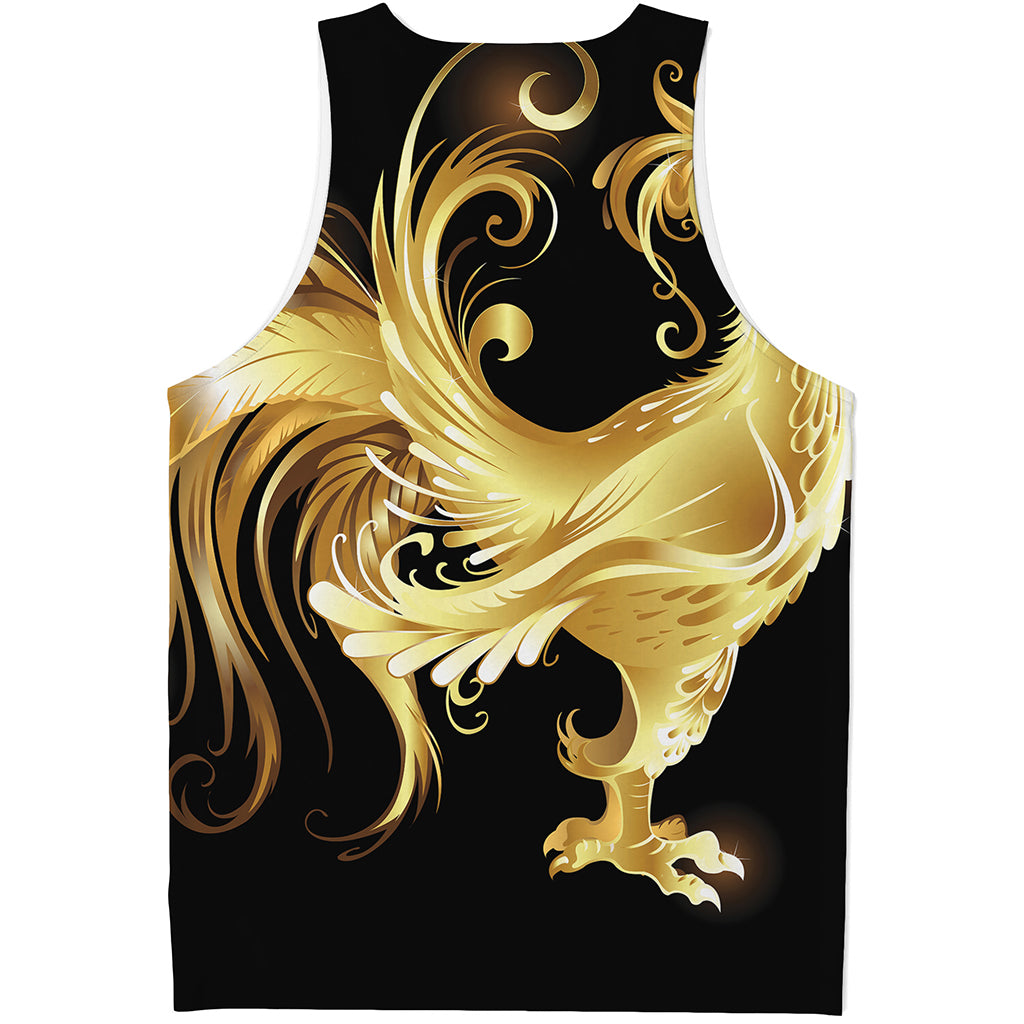Golden Rooster Print Men's Tank Top