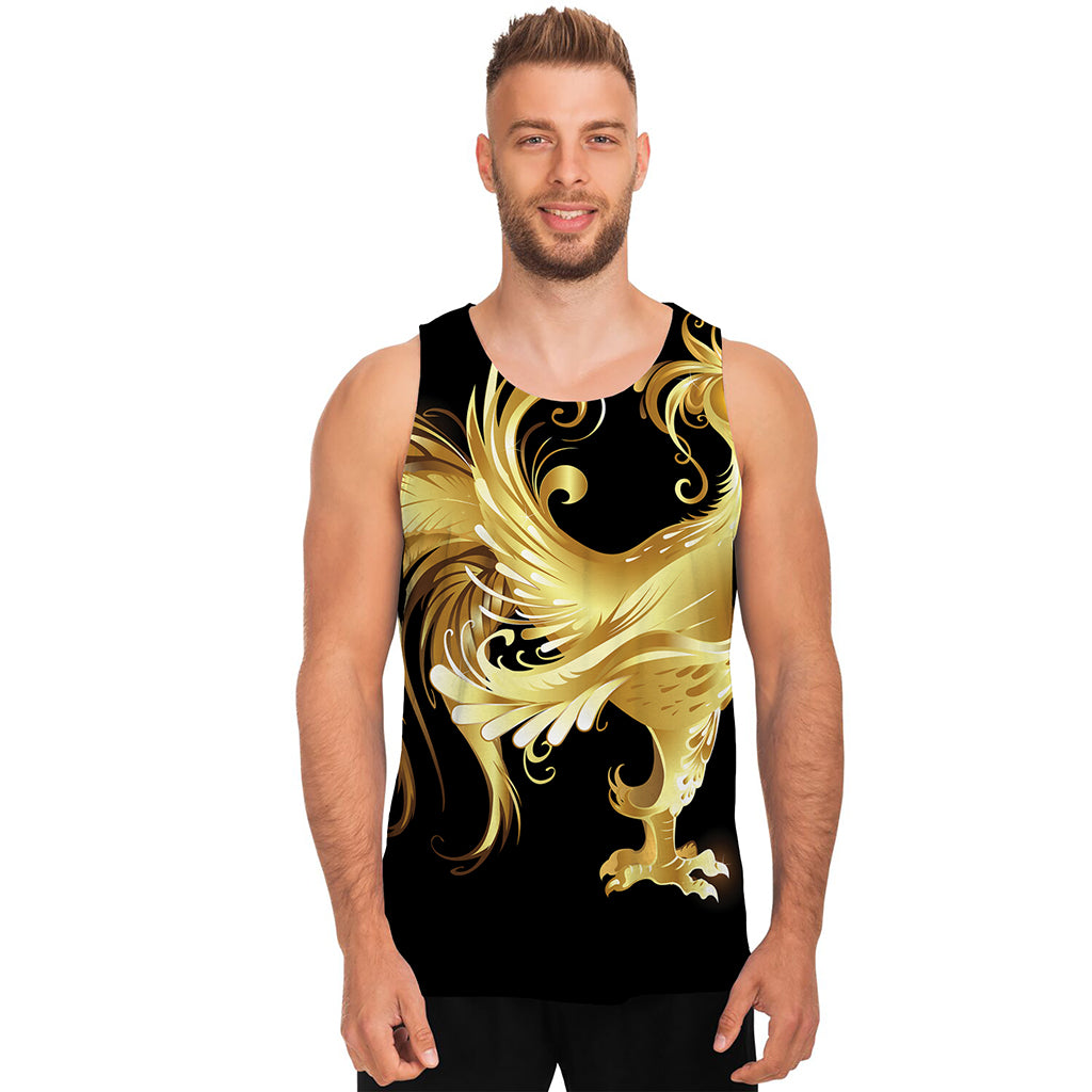 Golden Rooster Print Men's Tank Top