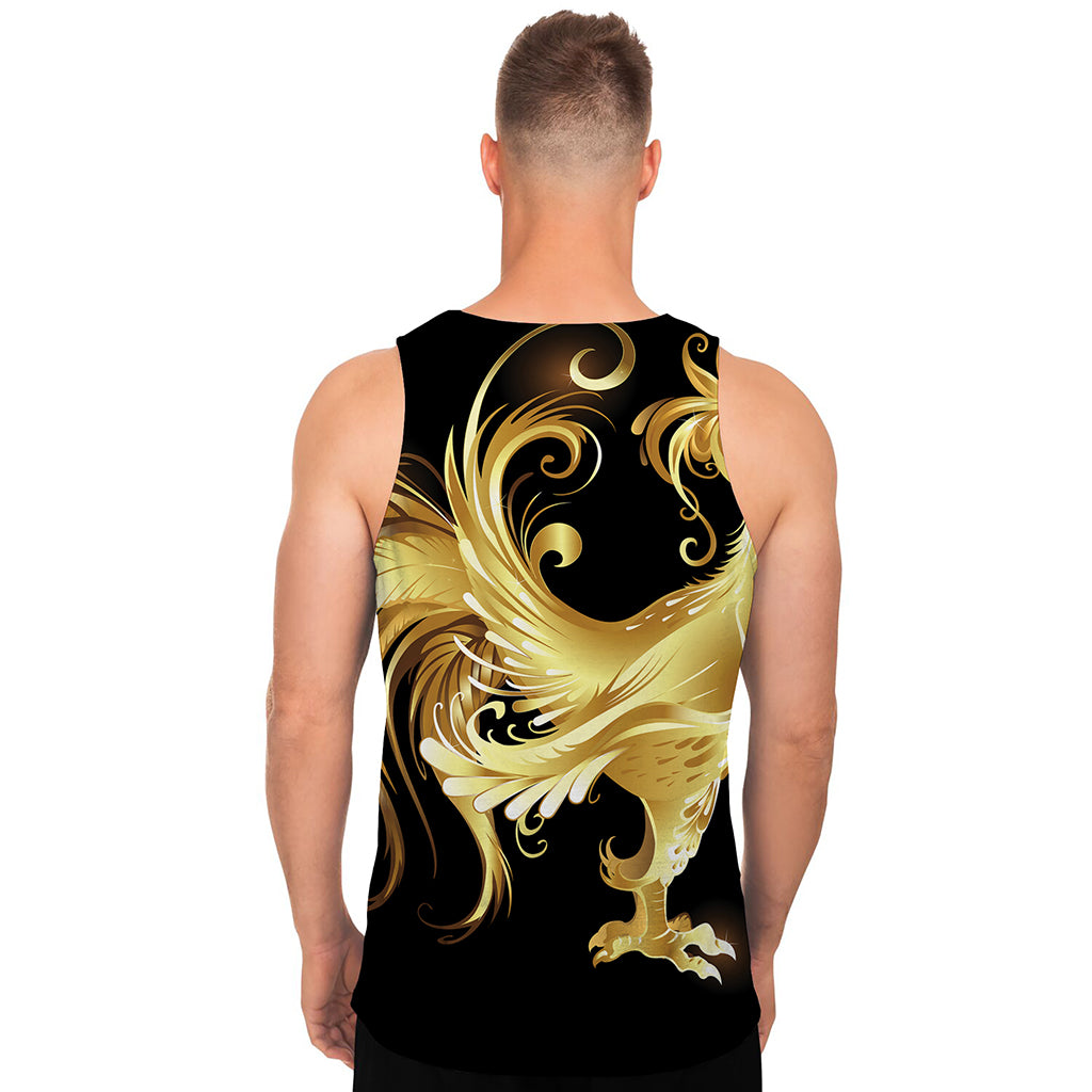 Golden Rooster Print Men's Tank Top