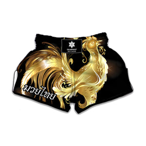 Golden Rooster Print Muay Thai Boxing Shorts