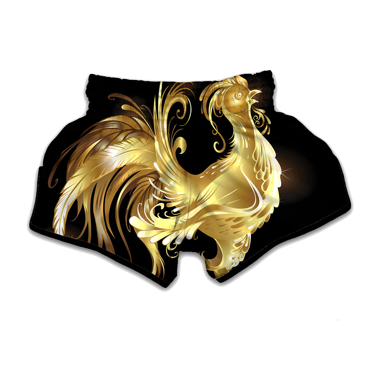 Golden Rooster Print Muay Thai Boxing Shorts