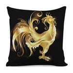 Golden Rooster Print Pillow Cover
