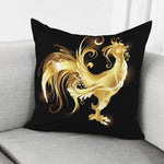 Golden Rooster Print Pillow Cover