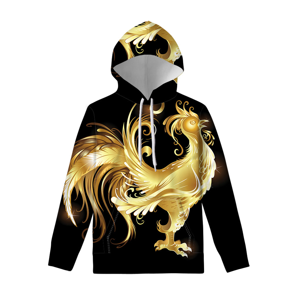 Golden Rooster Print Pullover Hoodie