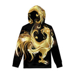 Golden Rooster Print Pullover Hoodie
