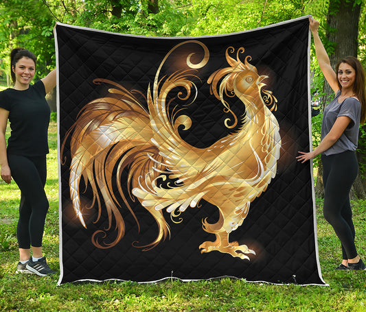 Golden Rooster Print Quilt