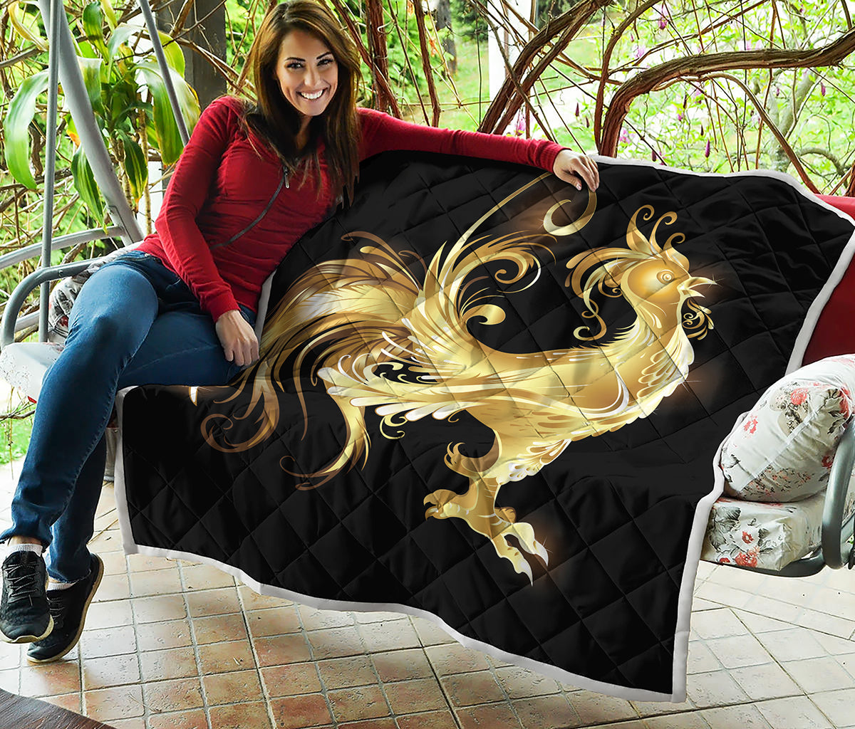 Golden Rooster Print Quilt