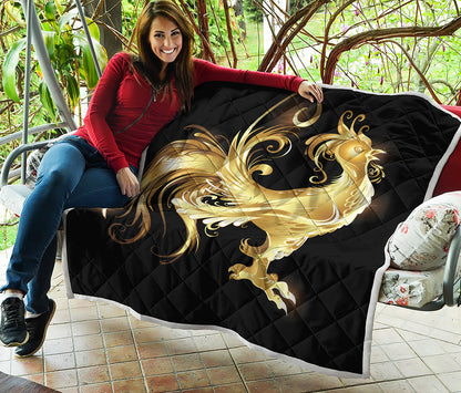 Golden Rooster Print Quilt