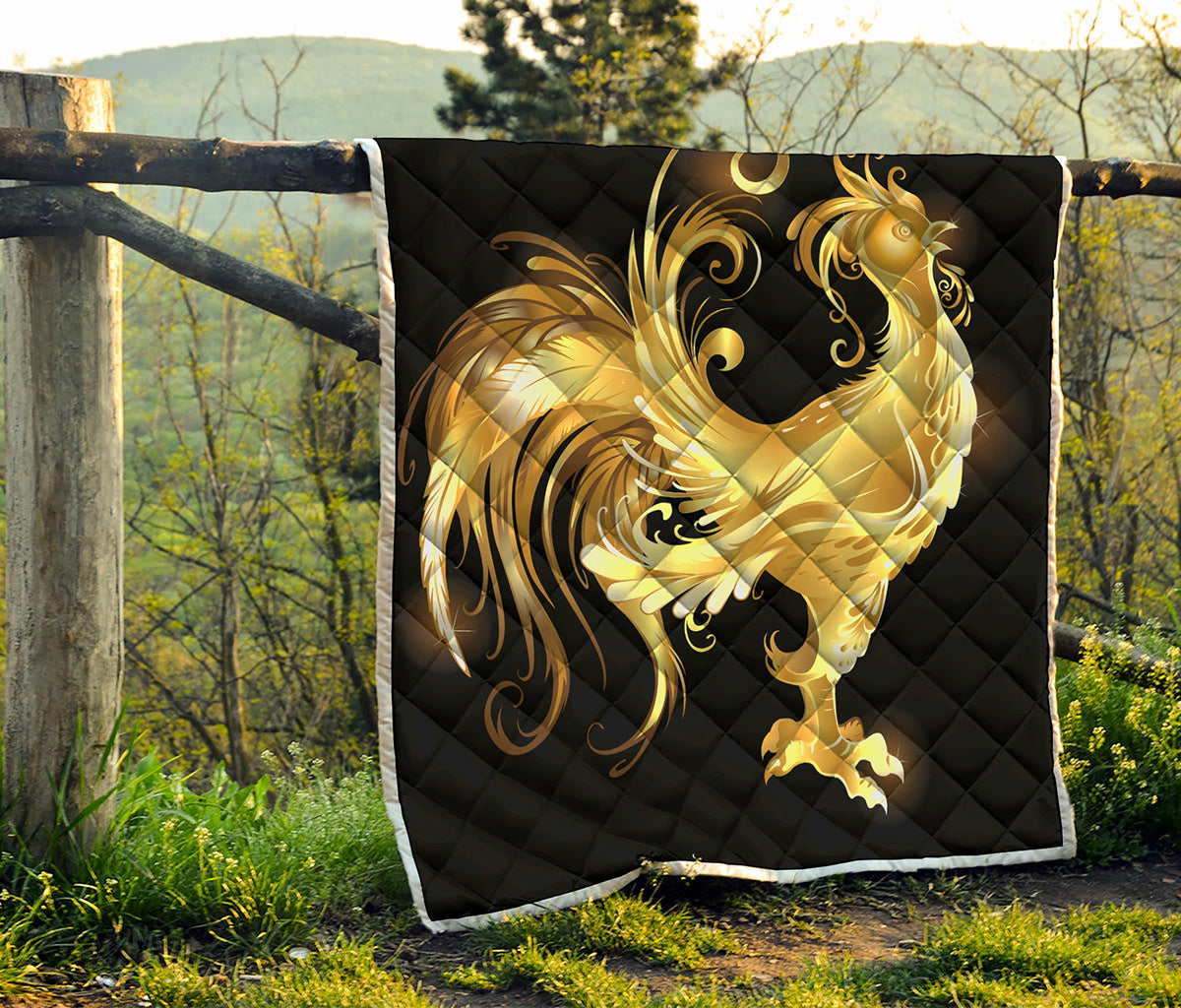 Golden Rooster Print Quilt
