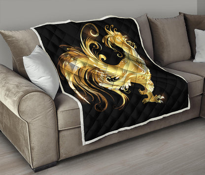Golden Rooster Print Quilt